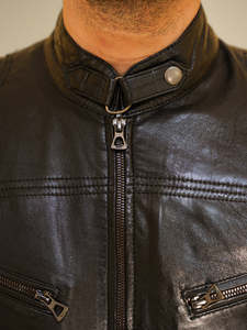 Custom High Quality Men's Genuine Leather <b>Jacket</b> Slim Fit Biker Motorcycle Bomber <b>Jacket</b> Black <b>Sheepskin</b> Leather Outerwear - Product Image 4