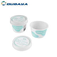 220ml 7,4 oz personalización plástico IML impresión inyección contenedor yogur helado fruta puré taza con tapa cuchara