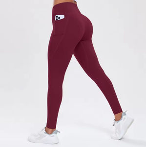 Women's Solid <b>Color</b> High Waist Pockets Leggings Tummy Control Stretch Soft Yoga Pants <b>Tights</b> Push Up Fitness Running Sportswear - Product Image 2