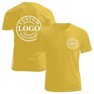 T-shirt en coton jaune pour homme avec logo personnalisé imprimé, manches courtes, col rond, coupe décontractée, tissu jersey respirant - Product Image 1