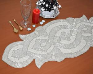 <b>Black</b> Gold Embroidered Floral Customized Table <b>Runner</b> Fabric Mats Handmade Glam Design Eco-Friendly Lightweight Durable Luxury - Product Image 2