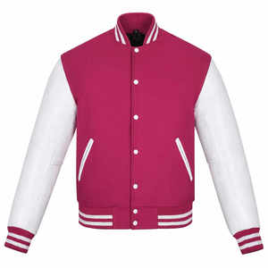 Chaqueta Varsity Corta de Béisbol para Hombre, con Mangas de Cuero y Logotipo Personalizado del Fabricante OEM, Bordado Negro, para Parejas, Estilo Universitario - Product Image 1