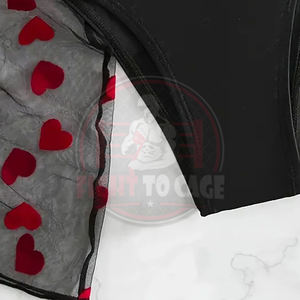 Ensemble de bikini 3 pièces à motif cœur, col en V, boucle dorsale, coupe haute avec jupe de plage en maille, maillots de bain et vêtements pour femmes - Product Image 6