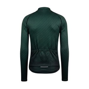 Maillot de cyclisme technique à manches longues, vert foncé texturé, en maille respirante, entièrement zippé, sublimé, haute élasticité - Product Image 1