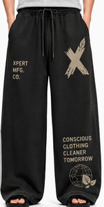 XPERT MFG. Pantalon de survêtement décontracté en molleton bouclette délavé à l'acide, coupe ample, écoresponsable, mélange coton-polyester, taille mi-haute, effet peint - Product Image 6