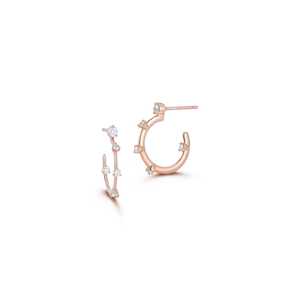 Huggie <b>Hoop</b> Earrings Everyday Wear Circle Big Medium <b>Small</b> Open Hugger Gifts 10K 14K 18K Solid <b>Gold</b> Round Cut Lab Grown Diamonds - Product Image 4