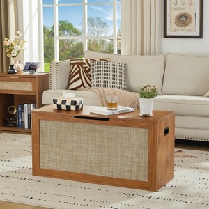 Wooden And Rattan Trunk <b>Box</b> For Bedroom Essentials Storage <b>Box</b> Helps keep Rooms Neat And Organized Handcrafted From India - Product Image 4