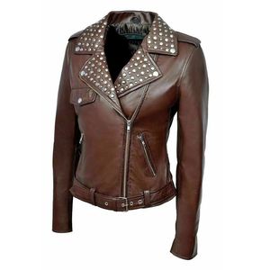 Wholesale Women's Cow Leather Canvas Coated Winter Breathable Windproof Zipper <b>Biker</b> <b>Jacket</b> - Product Image 4