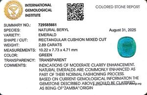 Esmeralda Verde de 2.89 Quilates, Corte Cojín, de Zambia - Product Image 6