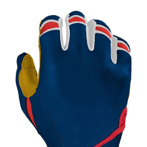 Guantes de Bateo de Cuero Azul, Rojo y Amarillo, Acolchados, con Cierre de Velcro, Unisex, para Adultos, Entrenamiento - Product Image 3