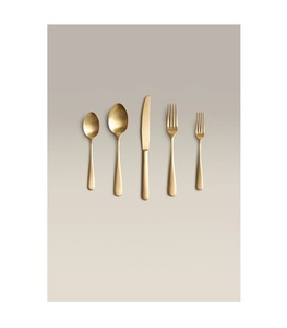 Ensemble de couverts de luxe en or et argent - 5 pièces minimalistes comprenant couteau, fourchettes et cuillères, finition satinée, décoration de cuisine haut de gamme - Product Image 3