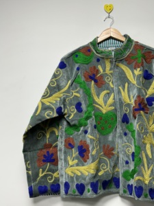 Hand Embroidered <b>Velvet</b> Bomber <b>Jacket</b> <b>Women</b> Boho Folk Art Long Sleeve Reversible Eco-Friendly Breathable Floral Pattern Cotton - Product Image 6