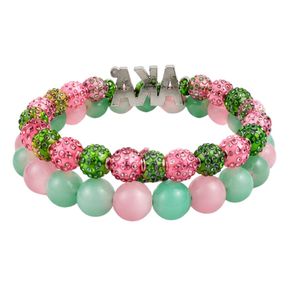 Ensemble de bracelets à breloques perlés scintillants vert et rose – Collection élégante de bijoux fantaisie pour femme – Idéal comme cadeau ou accessoire tendance - Product Image 4