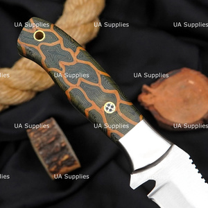 Couteau de chasse Skinner en acier inoxydable de haute qualité, manche en Micarta, lame fixe, qualité industrielle, longueur totale 10, étui en cuir - Product Image 4