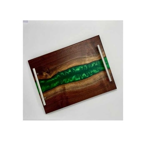 Handcrafted Wood & Resin <b>Serving</b> Tray <b>Set</b> Stylish Decorative Tray for Coffee Table Breakfast <b>Serving</b> & Luxury Home Decoration - Product Image 4