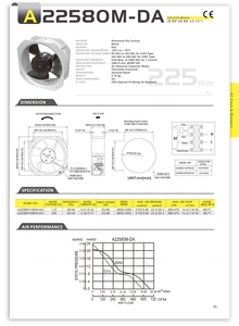 พัดลมแกนอุตสาหกรรม SYMBANG ทนความร้อนสูง ขนาด 225x80 มม. 115/230V 50Hz 580CFM ใบพัดโลหะ ลูกปืน (A22580M-DA) - Product Image 4