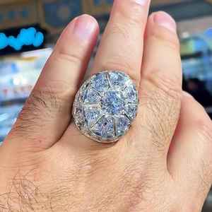 Moissanite Round Cut Diamond Bold <b>Ring</b> Handcrafted 925 Silver With Gold Plated Fine Hip Hop Jewelry Style Party Gift For <b>Friends</b> - Product Image 2