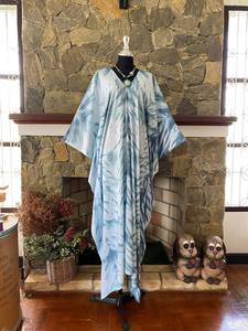 ชุดเดรสคาฟทันผ้าเรยอนย้อมสีเทอร์ควอยซ์ไซส์ใหญ่ สไตล์โบฮีเมียน ใส่สบาย เหมาะสำหรับใส่ไปชายหาด ทรงหลวม ชุดฤดูร้อนสำหรับผู้หญิง - Product Image 5