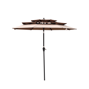 Parasol de terrasse extérieur 9 pieds à 3 niveaux avec manivelle, inclinaison et aérations anti-vent pour jardin, terrasse, cour, piscine, ombrage et piscine - Product Image 4