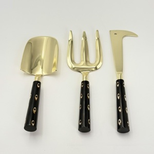 Nouveauté : Accessoires de jardin modernes, ensemble de 3 pièces, outils de jardin en métal avec manche en résine, comprenant un râteau, une fourche, un couteau et une pelle, au prix le plus bas - Product Image 1