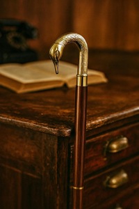 Bâtons de marche rustiques modernes en bois naturel écologique avec poignée en laiton poli, idéaux pour les cadeaux - Product Image 2