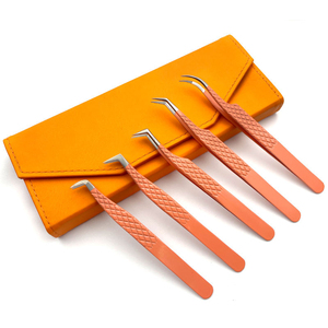 Ensemble de pinces à épiler professionnelles en acier inoxydable anti-magnétiques pour extensions de cils, pointe lisse et durable, dentelée - Product Image 2