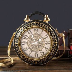 New Customized Fashion Vintage Women's PU Handheld Shoulder <b>Bag</b> ZIP Closure Summer Ready Retro Personalized Creative <b>Clock</b> - Product Image 1
