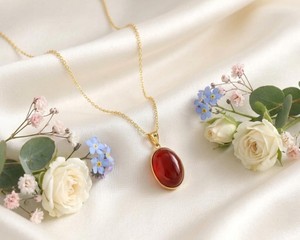 Collier Pendentif Ovale en Cornaline Platine de Luxe, Bijou Minimaliste en Pierre Précieuse pour Guérison Spirituelle, Fait Main, Cadeau de Mariage pour Femme - Product Image 2