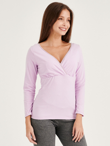 Camiseta de Maternidad Bmama Morada, Manga Larga, para Lactancia, Ropa de Dormir, Ropa para el Hogar, Postparto, Venta al Por Mayor - Product Image 6
