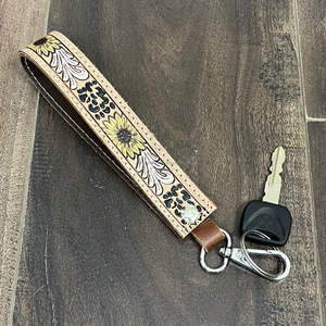 March Expo 2026 Porte-clés en cuir de vachette fait main style western avec dragonne personnalisée - Accessoire cadeau pour cowgirl - Product Image 4