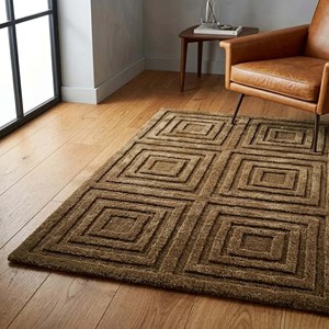 Modern Tufted Area Carpet Solid Brown Geometric Rug Square Pattern Plush Contemporary Living Room Bedroom Office Floor Decor - Product Image 6