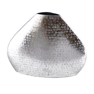 Vase de table de luxe en aluminium, pierre martelée en laiton nickelé, design moderne, transparent, décoratif pour la maison et le mariage d'Inde - Product Image 6