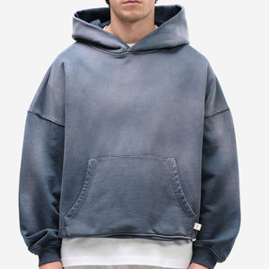 Sweat-shirt à capuche pour homme, style vintage, en coton doux, coupe décontractée, effet délavé, streetwear décontracté, vêtement de tous les jours - Product Image 2