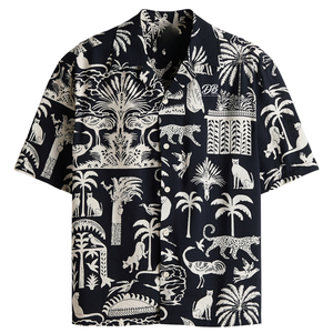 Camisa de muselina de manga corta para hombre, corte relajado, informal, ligera, transpirable, con botones, para verano, vacaciones, resort. - Product Image 5