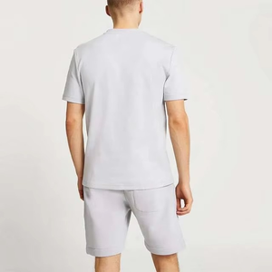 Ensemble de sport pour homme, t-shirt ample et pantalon, manches courtes, pantalon à cordon de serrage avec poches, coton respirant, fabricant OEM - Product Image 3