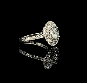 Romantic Sterling <b>Silver</b> Engagement <b>Ring</b> with Eye Catching 1.50ct <b>Solitaire</b> Round Cut Lab Diamond Sparkle with Side Diamonds - Product Image 2