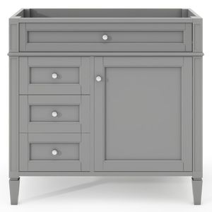 Mobile Bagno Moderno da 36 Pollici con Top in Legno Massello, Lavabo Integrato, Armadietto Contenitore e 2 Cassetti a Ribalta - Organizzatore per Bagno - Product Image 2