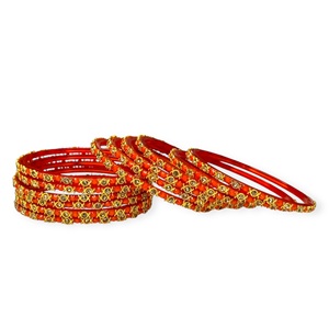 กำไลข้อมือแก้วเคลือบทองประดับมุกเทียมสีส้มสดใส ดีไซน์ทันสมัย สวยหรู เหมาะสำหรับงานแต่งงานสำหรับผู้หญิง - Product Image 2