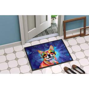 Chihuahua Hippie Dawg Paillasson Antidérapant Lavable Low Pile 24H X 36W Intérieur Extérieur Avant Paillasson pour Entrée - Product Image 4