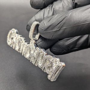 Collar con Colgante de Letra Personalizado con Nombre en Moissanita VVS, Plata 925, Joyería de Lujo para Compromiso, para Hombres y Mujeres, Estilo Hip Hop para Fiestas - Product Image 4
