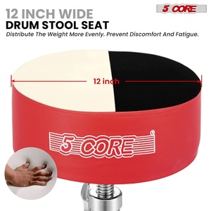 Asiento de batería de 5 núcleos con tapizado de 5 pulgadas, taburete ajustable para guitarra, capacidad de 310 libras, asiento resistente con tapizado de terciopelo - Product Image 4