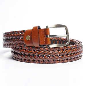 Cinturones Trenzados de Cuero Genuino de Alta Calidad para Hombre, 2026, con Logotipo Personalizado, Color Marrón Claro, Cinturón Casual para Hombre, Venta al Por Mayor, OEM - Product Image 1