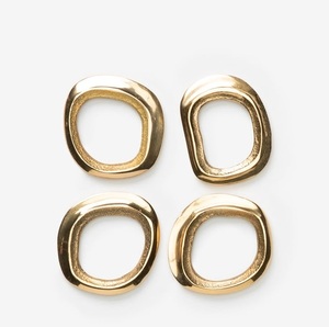Minimal <b>Round</b> Gold Napkin Ring Modern Metal Linen Holder Elegant Dining <b>Table</b> Wedding Decor Accessory - Product Image 2