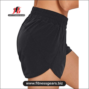 กางเกงวิ่งขาสั้นเอวกลางสำหรับผู้หญิง JUST FITNESS GEARS ผ้าโพลีเอสเตอร์แห้งเร็ว ซับในตาข่าย 3 นิ้ว ทรงดอลฟิน มีซิป เหมาะสำหรับออกกำลังกาย - Product Image 6