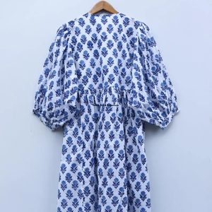 Beautiful Floral Cotton Hand <b>Drawn</b> Printed Summer Dress for Women's Casual Wear 3/4 Sleeves Quick Dry - Product Image 6