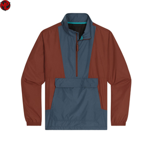 Chaqueta Cortavientos Color Block para Hombre, con Media Cremallera, Tipo Anorak, con Capucha y Logotipo Frontal, Transpirable, para Invierno, Uso Casual al Aire Libre - Product Image 5