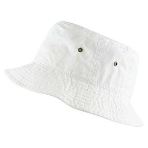 Sombrero de Pescador Unisex de Algodón Blanco Sólido, Casual, de Verano, para Playa, con Borde Ajustado, Multipanel, con Ojales - Product Image 4