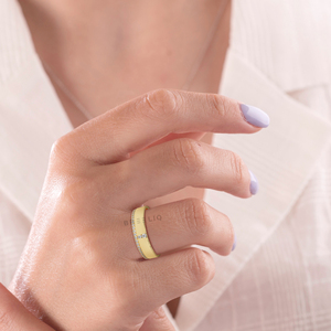 Anillo de Oro Sólido de 14K con Diamantes Cultivados en Laboratorio, Banda Ancha con Borde de Diamantes, Anillo de Boda Moderno Unisex, Joyería Fina - Product Image 3