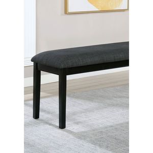 Moderna semplice panca da pranzo nera con sedile imbottito in tessuto grigio semplice Design moderno - Product Image 5