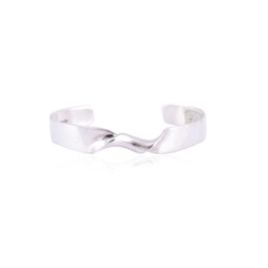 <b>Silver</b> Mountain 925 Sterling <b>Silver</b> Twisted Wave <b>Charm</b> <b>Bracelet</b> Minimalist Open Kada High Polish Finish Women's/Unisex 30g - Product Image 3